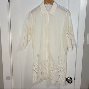 Anne Fontaine eyelet button front tunic shirt